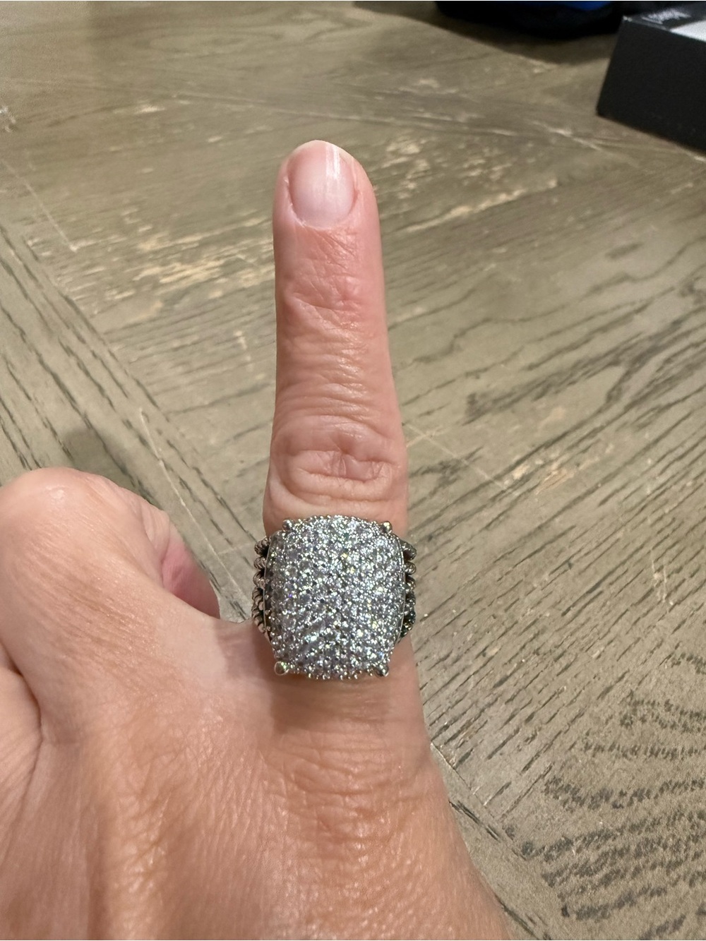 Silver Pave Cluster Statement Ring - Women Jewelry